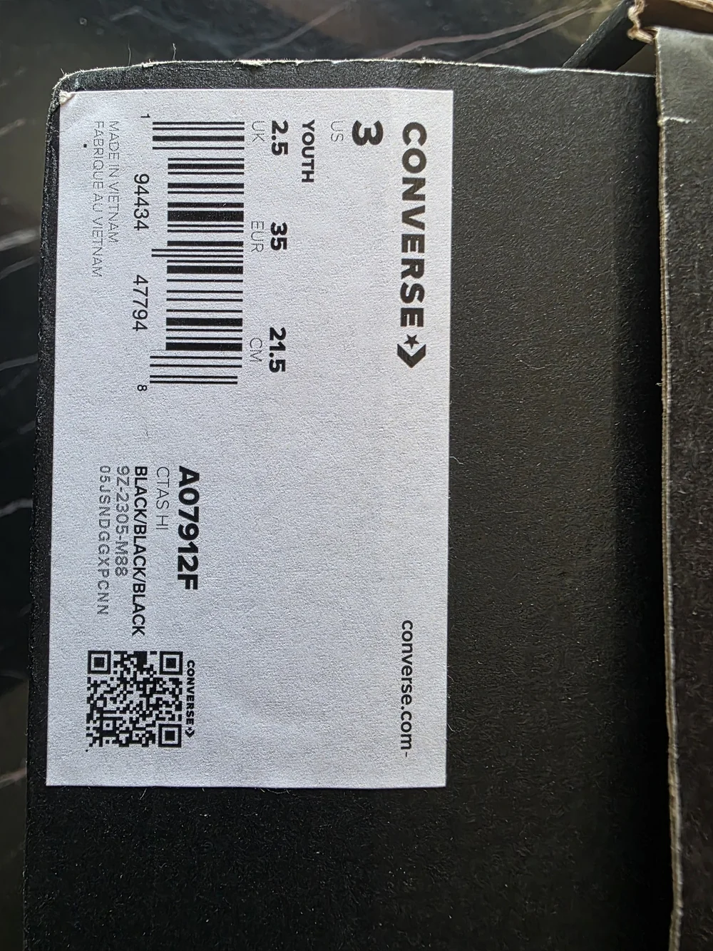 Converse Black Box with White Label
